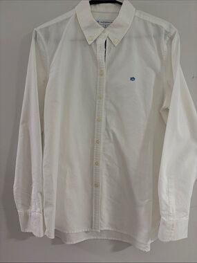 Southern Tide White Button-Down Shirt with Blue Fish Logo size Medium
